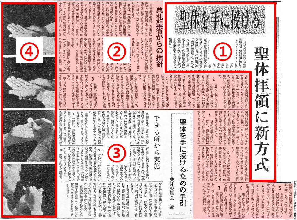 カトリック新聞 手による聖体拝領 導入報道記事 1970年10月11日付 聖母奉献のアーカイブ